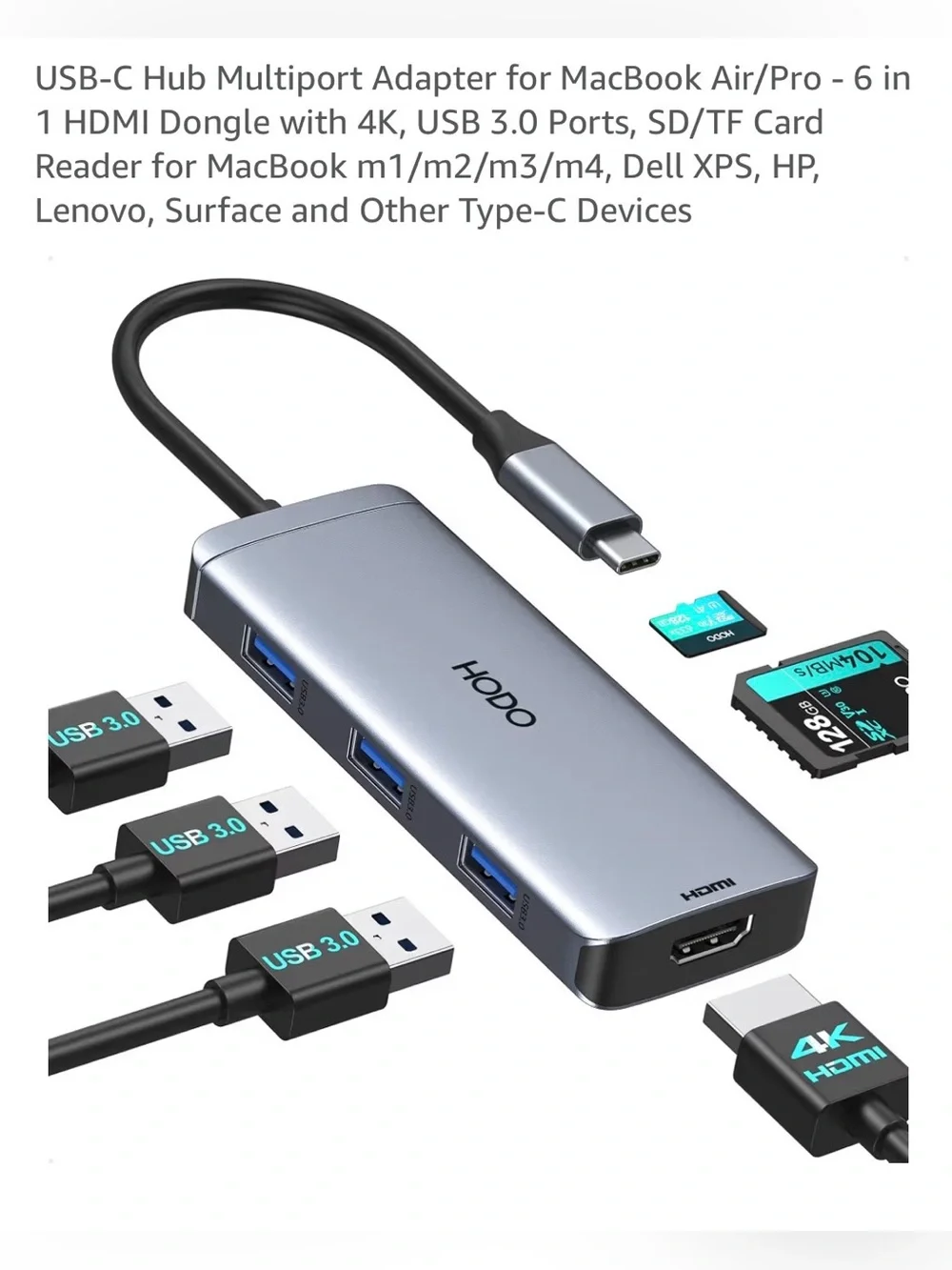 Hodo USB-C Hun 6 in 1 Model HD024 NWT